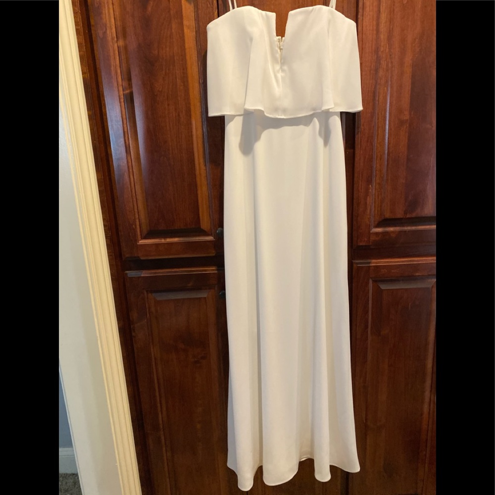 NWT BCBG white strapless maxi evening dress